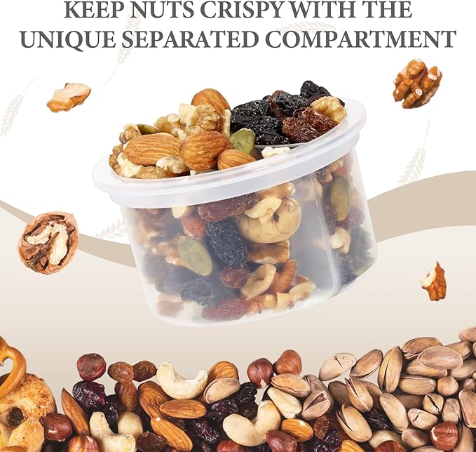 SOLIGT 2 Pack Overnight Oats Containers with Lids, Folding Spoons, and Divided Compartments for Fruit & Nuts, Small Glass 16oz Mason Jars for Oatmeal Yogurt Parfait (2 Set-Oat White/Organic Green)