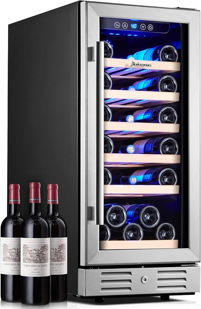 Kalamera 15 Inch Wine Fridge, 29 Bottle Wine Cooler Refrigerator, 40-66℉ Digital Temperature Control With Temp-Memory Function,Built-in or Freestanding Wine Fridge for Home/Bar/Kitchen