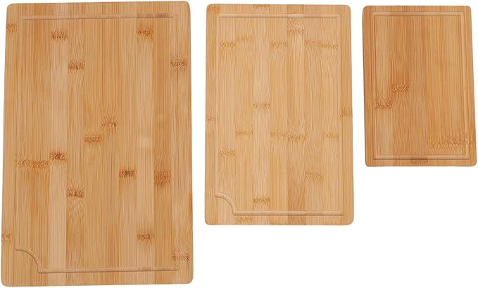 YUYTE 3pcs Wood Chopping Boards Set Smooth Cutting Boards with Grooves for Kitchen Slicing Dicing Serving
