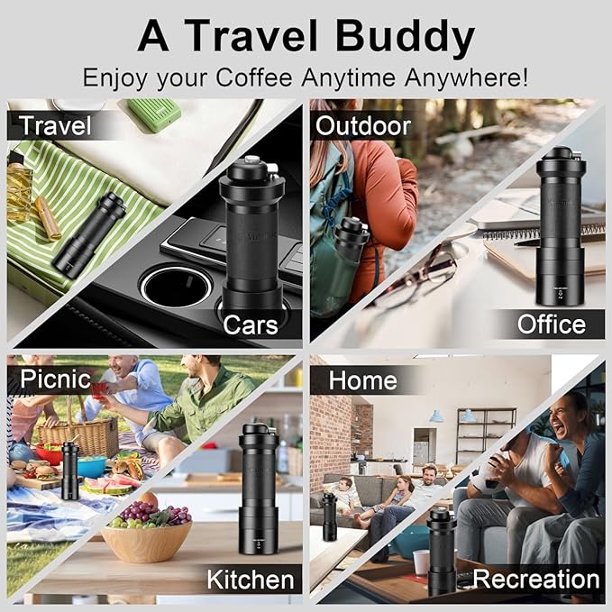 V4 Manual Coffee Grinder with Foldable Handle and External Adjustment, Espresso Drip Coffee Grinder with Aluminum Alloy Body & Stainless Steel Burr for Consistent Grind – Travel Camping Home Use