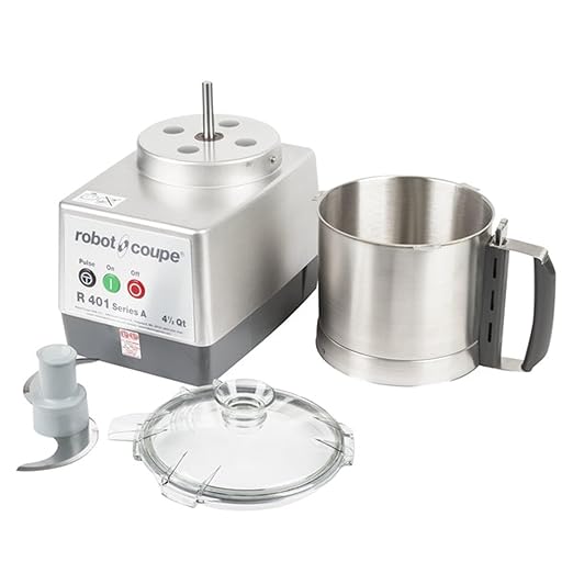 Robot Coupe R401B Food Processor 1245-00127, 4.5 Qt Stainless Steel Bowl, Single-Speed Commercial Chopper Machine, S-Blade, 1.5 HP Motor, Grey, Kitchen Food Processor, 120V