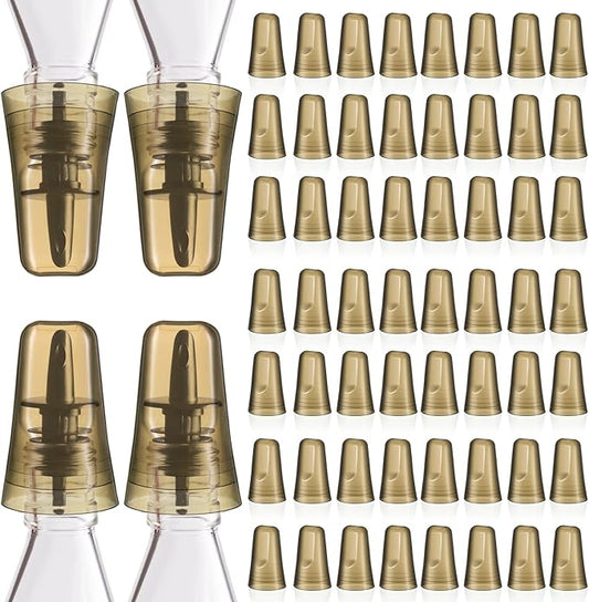 Chengu 60 Pieces Liquor Bottle Covers Pour Spout Covers Bar Toppers for Bottles Universal Pour Dispenser Dust Translucent Silicone Rubber Spout Caps for Bar Home Kitchen Tools Supplies (Champagne)