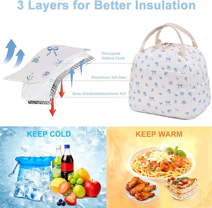 Bluboon Lunch Box for Women Cute Lunch Bag Reusable Insulated Lunch Bags Large Capacity Lunchbox Cooler for Work Picnic or Travel