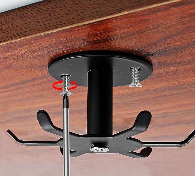 Zorfeter 2 PCS Under Cabinet Kitchen Utensil Hooks, Stainless Steel Utensil Racks 360°Rotating Drilling Free Adhesive Utensils Hanging Rack Holder, Black