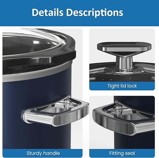 Sunvivipro 2QT Small Slow Cooker with Removable Ceramic Pot, Food Warmer with 3 Heating Settings & Dishwasher Safe Glass Lid, Blue