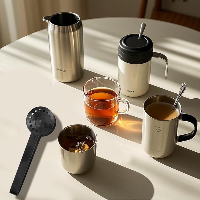 Tea Bag Squeezer Tongs, Stainless Steel Teabag Strainer Dispenser Gripper Picker Accessories for Tea Drinkers Gifts(Black)