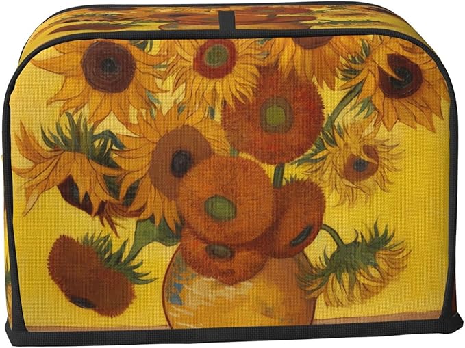 Sunflowers Painting Toaster Cover 2 Slice, Cute Country Bread Machine Cover, Washable Toaster Kitchen Small Appliance Cover Stain Resistant,with Top Handle