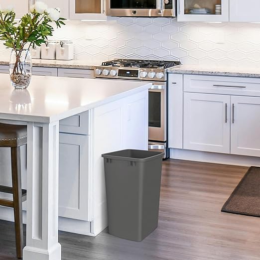 Rev-A-Shelf Polymer Replacement 35 Quart Trash Bin Recycle Waste Garbage Container for Kitchen Cabinet Pullouts, Gray, 2 Pack, RV-35-13-2