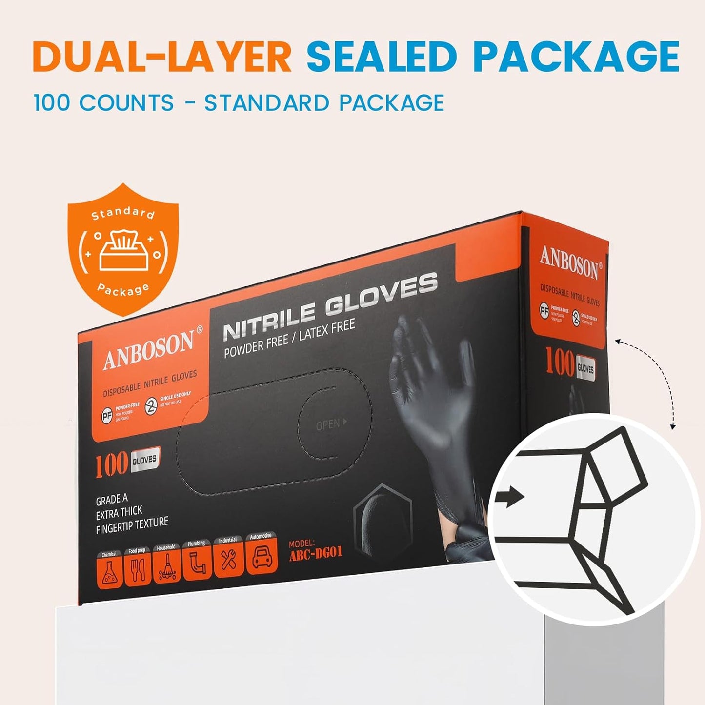 6 mil Disposable Nitrile Gloves, Heavy Duty Disposable Glove, Cooking Gloves, Latex Free, Powder Free (Black of 1000, Large)