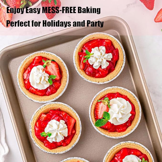 5 Inch Aluminum Foil Mini Pie Pans - Disposable Small Pie Tins For Bakeries, Cafes, Restaurants - Durable Mini Foil Pans for Pie, Fruit Tarts, Quiche (50, 5 Inch)