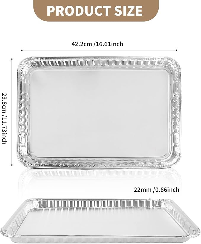 24 Pack 16 x 11 inch Aluminum Disposable Cookie Sheets for Baking and Roasting Disposable Aluminum Foil Grilling Pans for Brownie Tins,Cooking Thin, Cakes