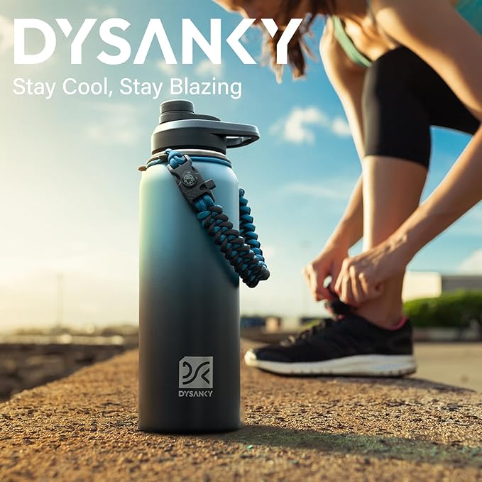 DYSANKY 40 oz Insulated Water Bottle | Thickened Stainless Steel Vacuum Metal Portable Sports Water Jug for Gym and Hiking with Straw, Carrier Bag, Handle Strap | BPA-Free 40 oz