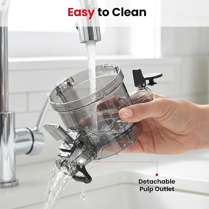 LAUDLIFE Cold Press Juicer Machines, 5.4" Wide Chute Slow Masticating Juicer, 35db Quiet Operation, Easy to Clean, Kale/Spinach Friendly, BPA Free, Juicer Extractor for Whole Fruits & Vegetables