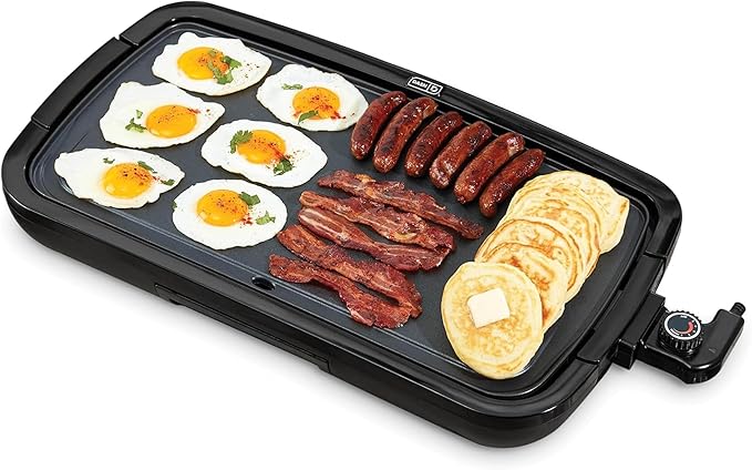 Dash Everyday Electric Griddle - Indoor Griddle for Versatile Cooking - Features Quick-Heating, Anti-Slip Feet, and Removable, Nonstick Plate - Black