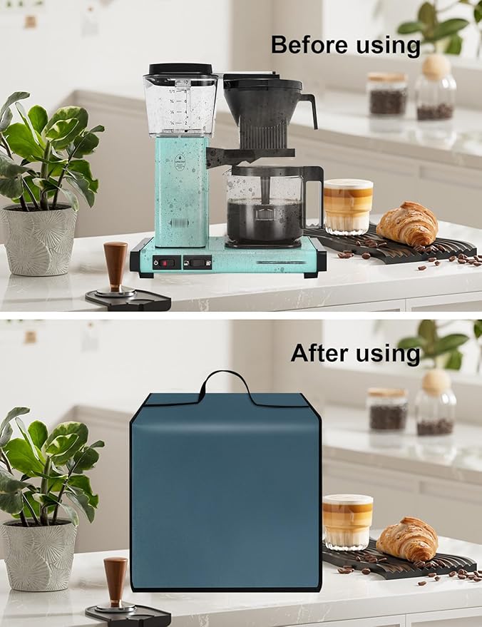 Coffee Maker Cover for Technivorm Moccamaster 53930 KBGV 10-Cup Coffee Machine 40OZ Heavy Duty Thickened Waterproof Protective Nylon Case,Black (Blue)