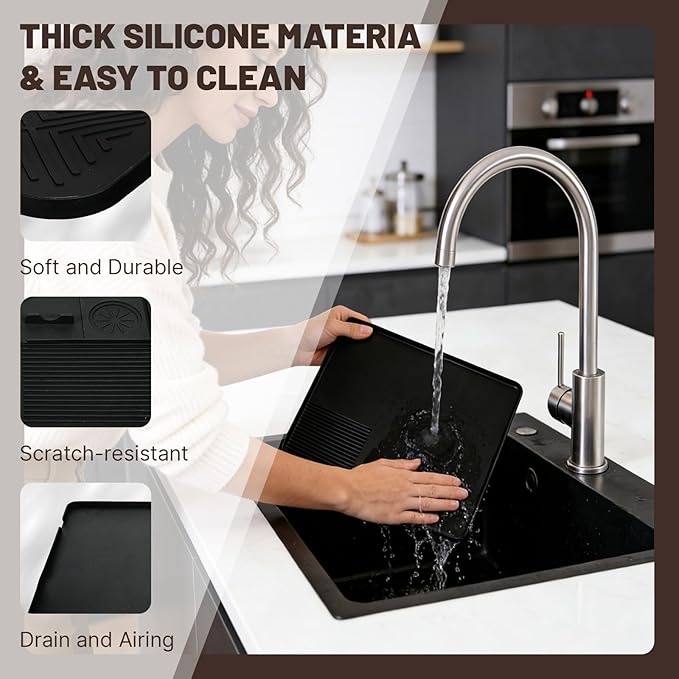 4-in-1 Coffee Maker Mat for Ninja Luxe Cafe Machine ES601 & ES701, Silicone Top Mat + Coffee Bar Mat + Espresso Tamping Mat + Tamping Base -Waterproof Bar Accessories