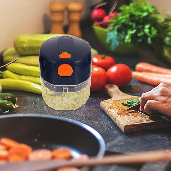 Electric Mini Garlic Masher 250ml Food Chopper Machine for Home Kitchen, Portable Cordless Garlic Press with 1200amh Motor for Easy Food Processing