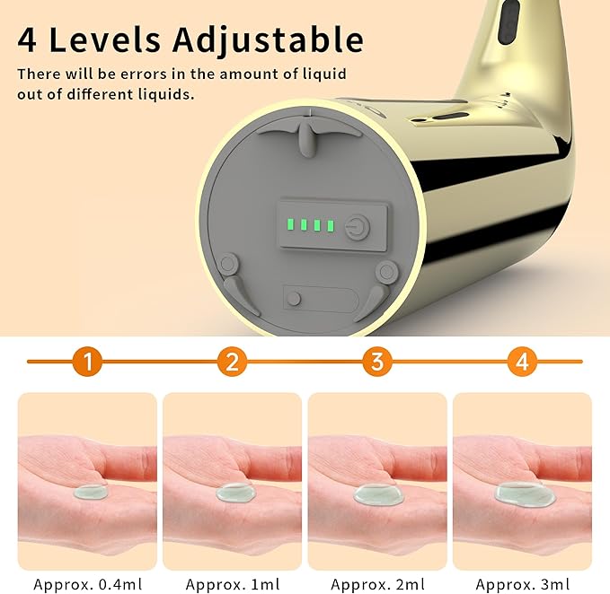 Automatic Soap Dispenser Touchless,400ML Hand & Dish Countertop Electric Liquid Rechargeable Dispenser with Sensor,Modern 4 Gear Adjustable Waterproof Kitchen Auto Soap Pump（Gold）