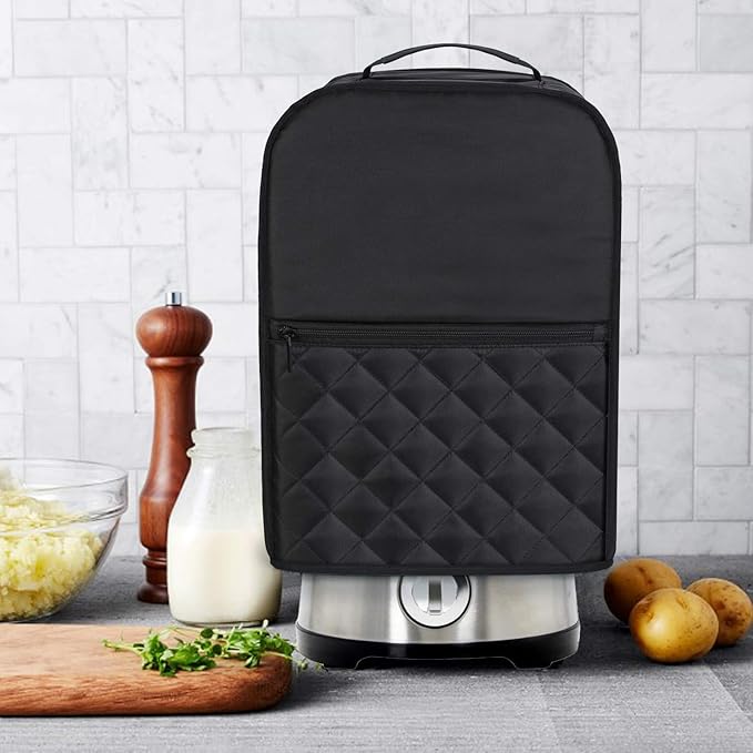 Luxja Food Processor Cover Compatible with Cuisinart and Hamilton Beach 10-14 Cup Processor, Food Processor Dust Cover with Accessories Pockets, Black