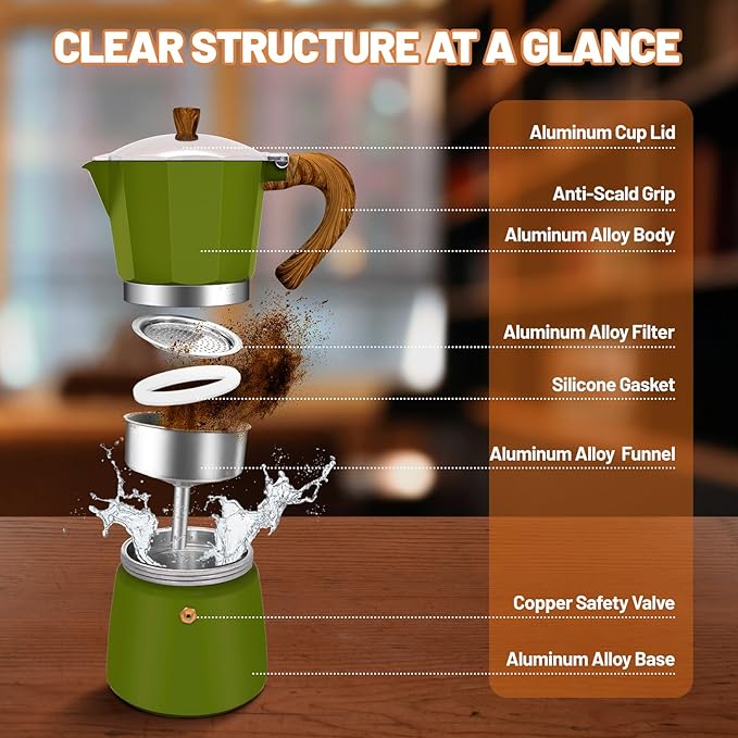 12 Cup Aluminum Espresso Stovetop Moka Pot Express Coffee Maker Percolator Italian Classic Mocha Coffee Machine for Italian and Cuban Cafe Brewing for Home & Camping 600ml 20oz