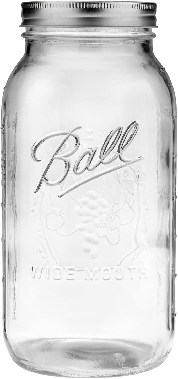 Ball - 64oz Wide Mouth Jars with Lids & Bands 6 Pack Jars | Half Gallon Large Glass Mason Jar for Food Storage with airtight Lid, 0.5 Gallon Glass Jar with Lid and Bands, Set of 6