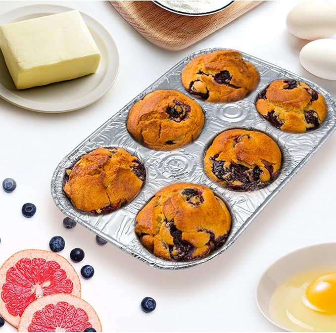 Waytiffer (10pack Muffin Pan 6-Cup Cupcake Aluminum Pans Favorite Muffin Tin Size for Baking Cupcakes Muffins and Mini Pies - Standard Size