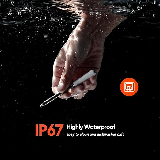 INKBIRD Mini Wireless Meat Thermometer, Bluetooth 5.4,1000ft/305m Ultra Long Connection, 60 Min Offline Data Storage, IP67 Waterproof, White LED Display, Ideal for BBQ, Grill, and Smoker
