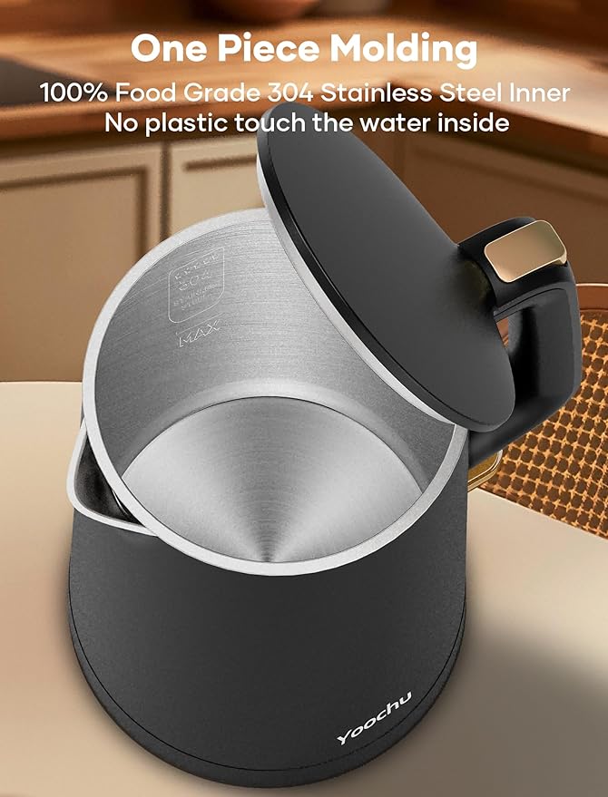 Electric Kettle, Double Wall 1.7L Stainless Steel Cool Touch, Water Boiler & Heater, 1500W Hot Tea Pot, Boil Dry Protection & Cordless Base, BPA-Free, Black