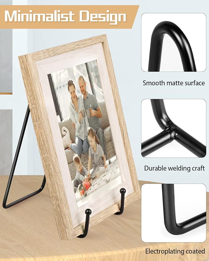 Lzerking 10 Packs Display Stands for Plate, 6 Inches Black Plate Stands for Display, Metal Plate Holder Picture Stand for Picture, Decorative Plate, Book, Photo
