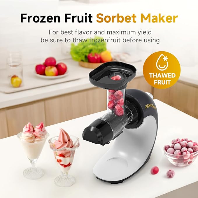 Frozen Fruit Sorbet Maker - Soft Ice Cream Maker for Healthy Vegetarian and Dairy Free Snacks, Easy to Clean