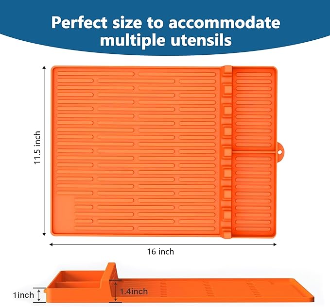 Silicone Griddle Mat for Blackstone - BBQ Grill Accessory with Drip Pad & Spatula Holder - Ideal for Outdoor Cooking & Kitchen Counter