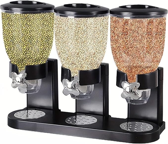 SOONHUA Cereal Dispenser for Countertop, 6L Large Capacity Cereal Container Storage, 67.6oz/2L Canisters Dry Food Dispenser for Nuts, Grain, Oatmeal, Candies, Snacks Home Office Restaurant Decor