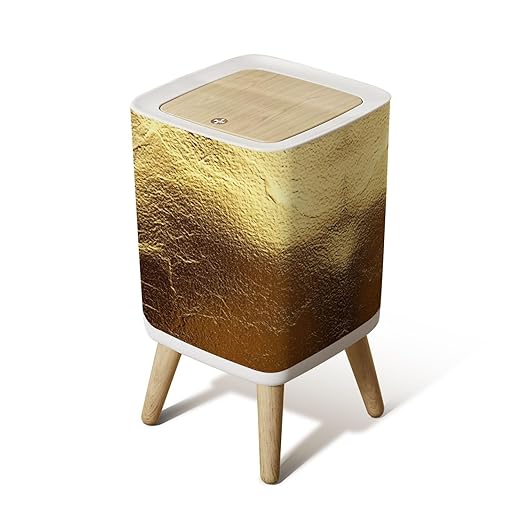 Small Trash Can with Lid Leaf Rough foil Texture for Art Trace Wastebasket with Press Cover Dog Proof Garbage Can Waste Bin for Kitchen Bathroom Nursery 2.6 Gallon