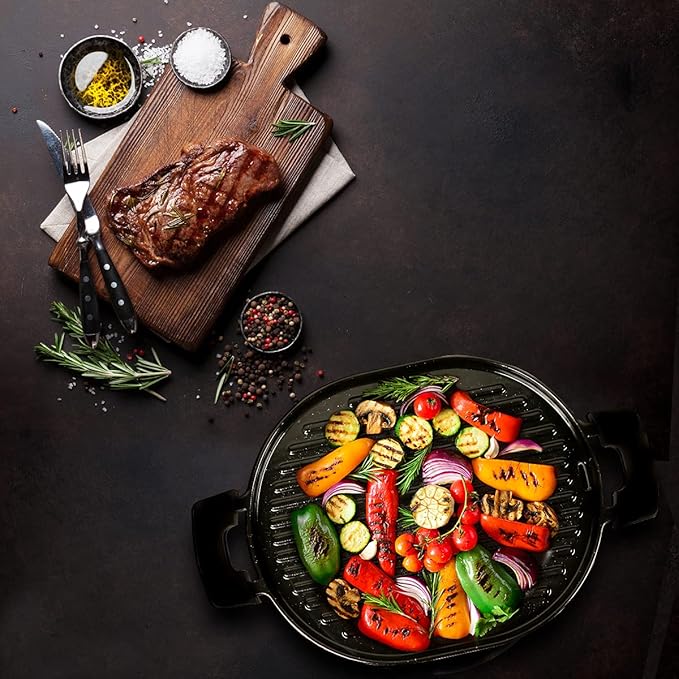 NUWAVE Cast Iron Grill With Enameled Non-Stick Coating, Designed For The NuWave Precision Induction Cooktop Black 16.3" x 10.4" x 0.7"