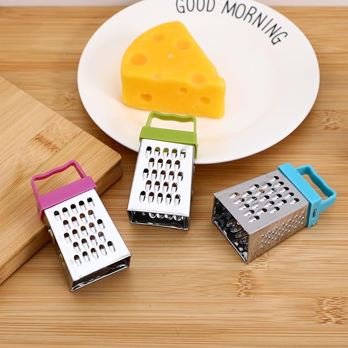 Ciieeo 12 Pcs Stainless Steel Mini Cheese Grater, Box Grater Handheld Slicer for Fruit, Vegetable, Multipurpose Kitchen Gadget, Assorted Colors, 2.63 x 1.45 x 4.25 Inch