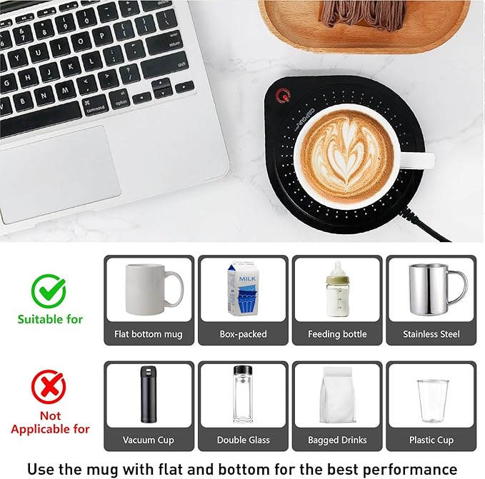 Coffee Mug Warmer,Electric Beverage Warmers, Cup Warmer for Heating Coffee, Beverage, Milk, Tea and Hot Chocolate (Black)