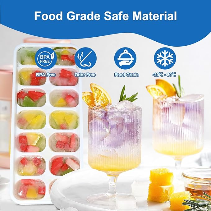 Ice Cube Trays with Lid and Bin, Silicone Plastic Ice Cubes Trays 11 Pack, Stackable Molds for Freezer, Storage Iced Bucket Kits BPA-Free and Odor-Free