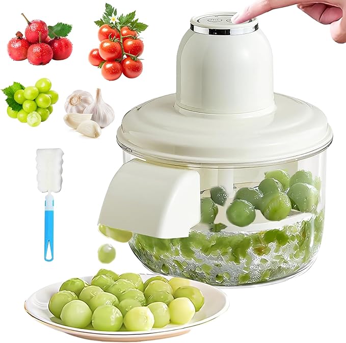 Electric Grape Peeling Machine, Garlic Peeling Machine, Automatic Peeler, Garlic Peeler Skin Remover Commercial Fruit Rechargeable Milk Tea Fruit Shop Special Equipment (White)