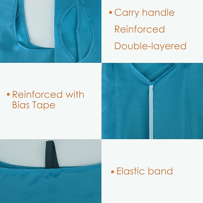 BeeGreen Light Blue Reusable Grocery Bags Wholesale Blue Reusable Kitchen Bags Bulk Foldable-Machine Washable with Zipper Storage Pouch 50 Packs