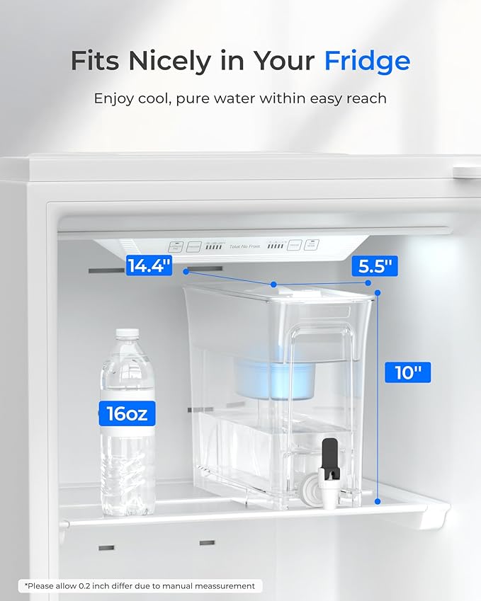 Waterdrop Slim Alkaline Water Filter Dispenser, 35-Cup, Large Capacity, 100-Gallon Long-Life, Faster Filtration, Reduces Chlorine, PFOA/PFOS and More, BPA Free, White (with 1 Filter)