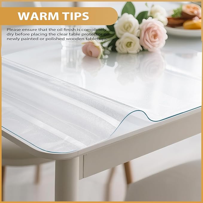 Frosted Table Protector 42 x 60 Inch, 1.9mm Thick Waterproof PVC Plastic Table Cover, Durable Table Pad for Dining Room, Kitchen, Writing Desk, and Coffee Tables