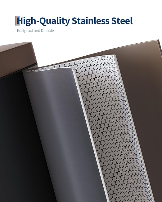 GarveeHome 2.6 Gallon Bathroom Trash Can, Space-Saving Slim Stainless Steel Step-On Garbage Bin with Soft Close Lid, Removable Inner Bucket for Bathroom & Bedroom,Brown
