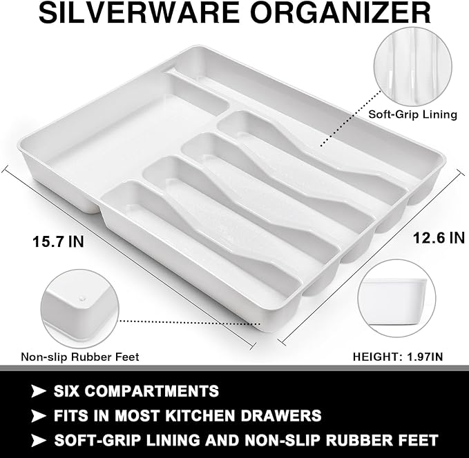 49-Piece Hammered Silverware Set with Organizer, Food-Grade Stainless Steel Flatware for 8, Cutlery Utensil Sets with Steak Knives, Rust-proof, Mirror Polished, Dishwasher Safe, Wave Hammered