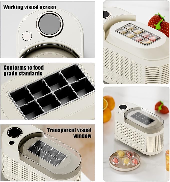 mini Ice Maker Machine Counter Top for Home, Portable Small Clear Ice Cube Maker, ce Ready in 10 Mins, Low Noise & Energy Saving, Easy to Clean (White Standard)