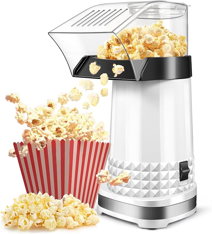 Oil-Free Popcorn Machine – Quick Popcorn in 2-3 Minutes, 4.5 Quart
