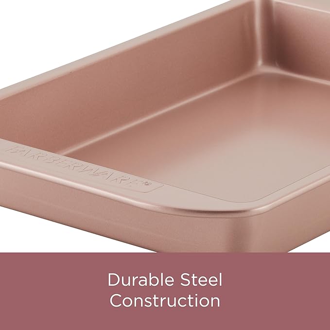 Farberware Baking Nonstick Cake Pan, Rectangle, 9 Inch x 13 Inch, Red Rose Gold