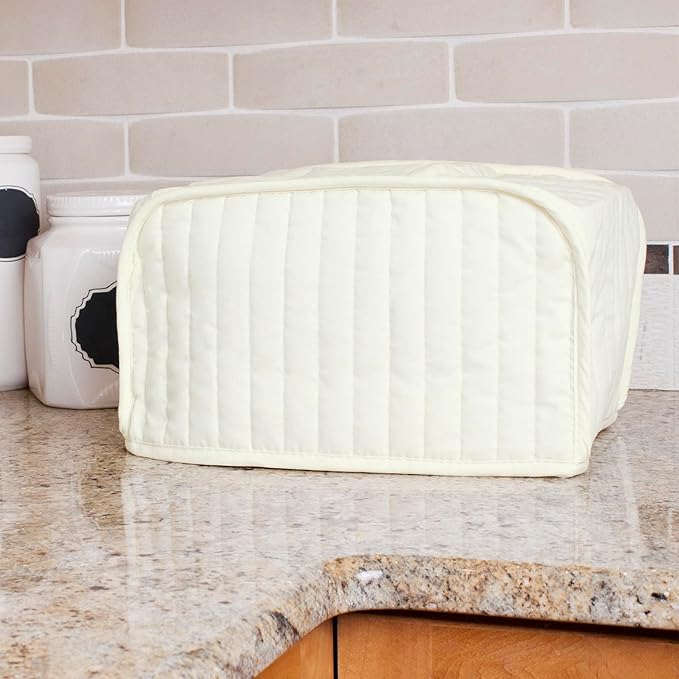 RITZ Premium Universal Four Slice Toaster Cover, 11.25" x 7.25" x 10.5", Polyester and Cotton Quilted, Fingerprint Protector, Super Soft Appliance Cover, Dust Cover (Appliance NOT Included), Natural