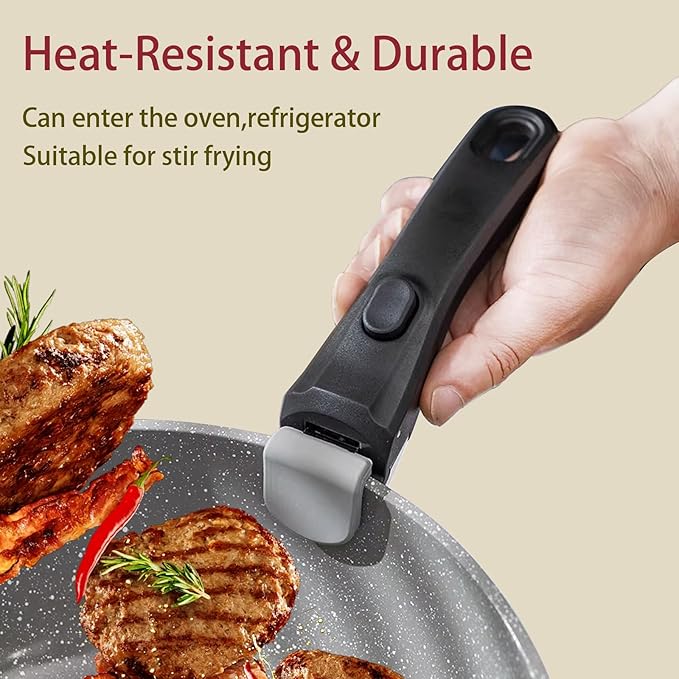 Removable Handle, 2 PCS Detachable Pot Handles with Silicone Oven Mitts Heat Resistant, Universal Pan Handle, Replacement Handles for Pots and Pans, Fits All Cookware-Black