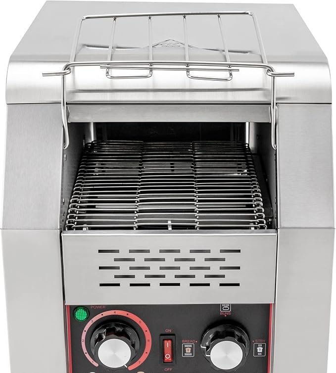 Commercial Conveyor Toaster 1300W, 150 Slices/Hour Stainless Steel Bread Oven with Dual Temp Control & Double Chutes - 7-Speed Adjustable