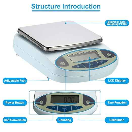 PATIKIL Lab Scale 5000gx0.01g, High Precision Electronic Analytical Balance Sensitive, Digital Precision Scale for Jewelry Laboratory Science